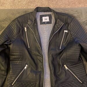 YMI Black Leather Jacket with Zipper Accents